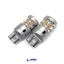 LED автолампа 7KG26 STELLAR цоколь W21W/5W/7443 в повороты + резистор CAN BUS Amber желтый (1 шт.)